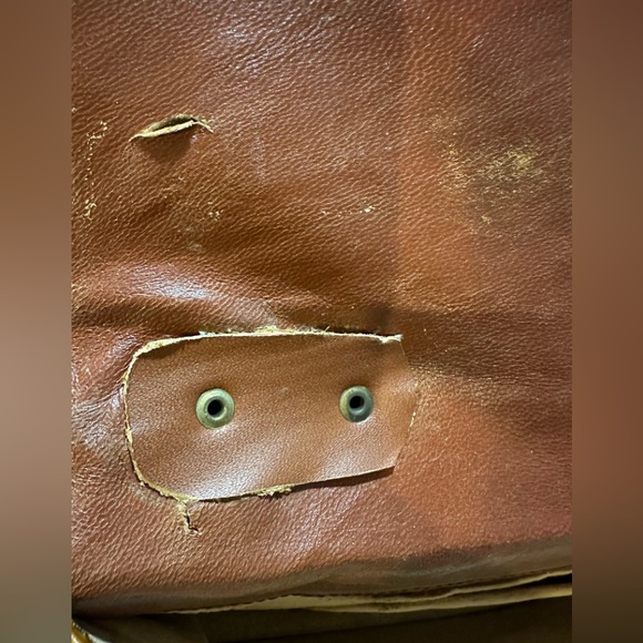 Vintage Cognac Alligator Pattern Leather Satchel Handbag Purse - Picture 9 of 9